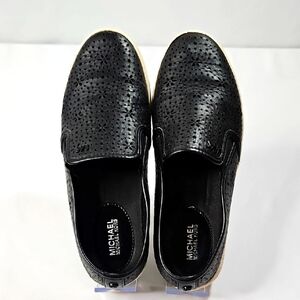 Michael Kors Women's Keaton Black Perforated Slip-On Sneakers/ Loafers Sz 8